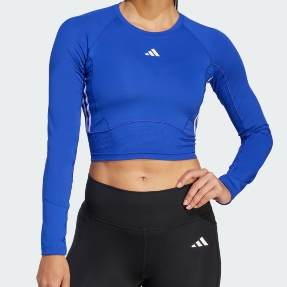 Adidas Essentials Blue Long Sleeve Top Women Size Large